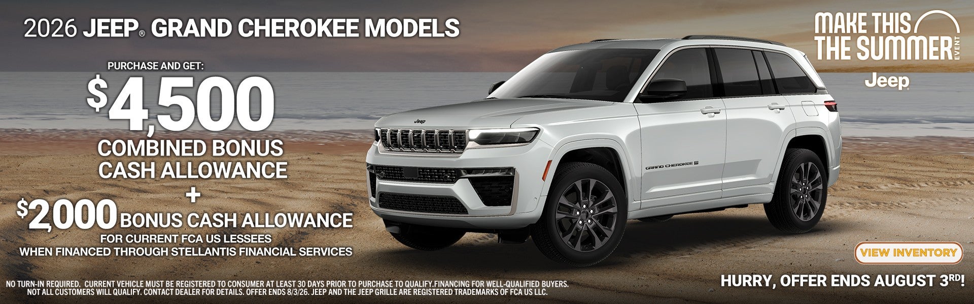 2026 Jeep Grand Cherokee Models $4500 Bonus Cash Allowance +